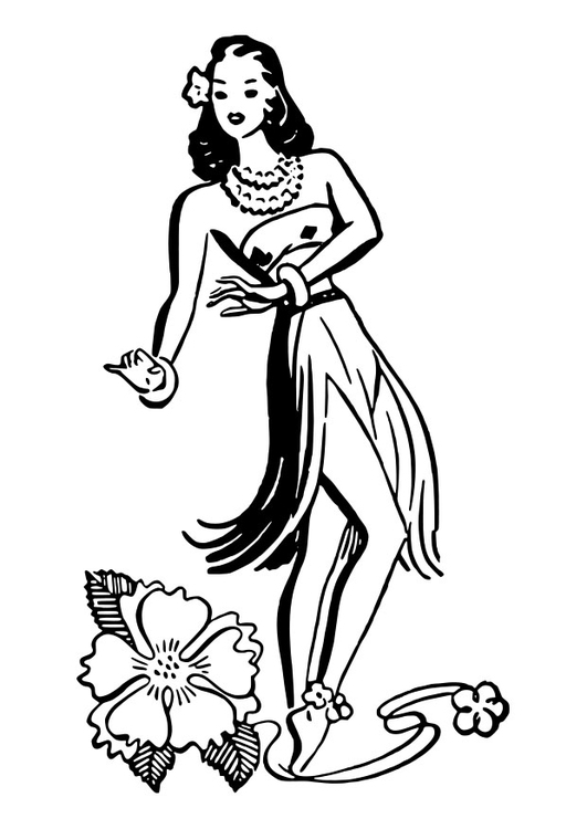 531x750 Coloring Page Hula Dancer