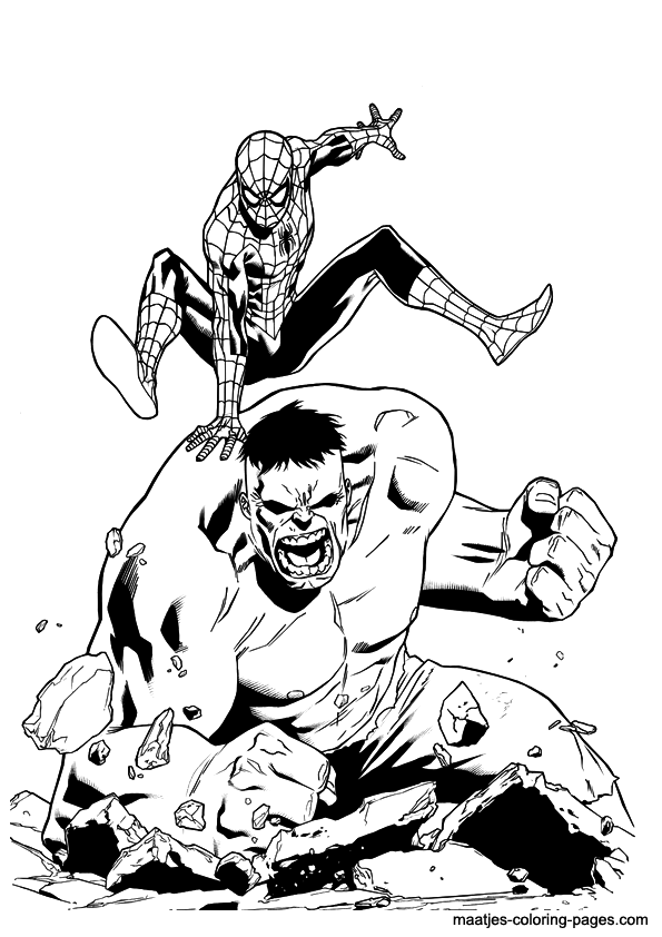 595x842 Hulk Vs Spider Man Coloring