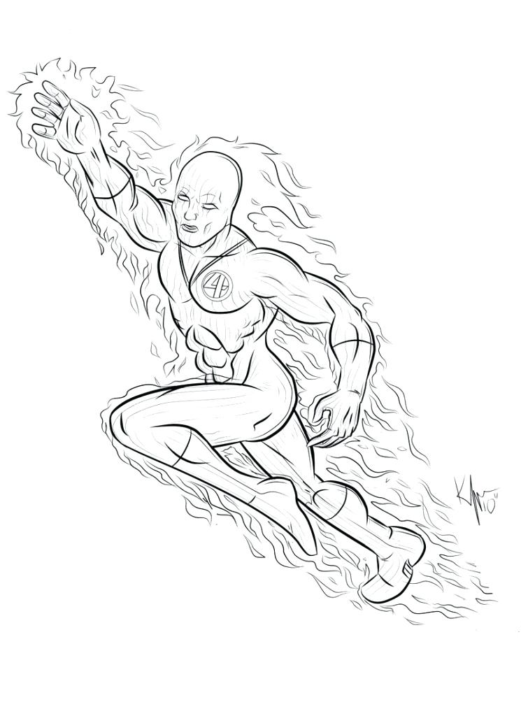 745x1024 Human Torch Coloring Pages The Human On Throughout Human Torch