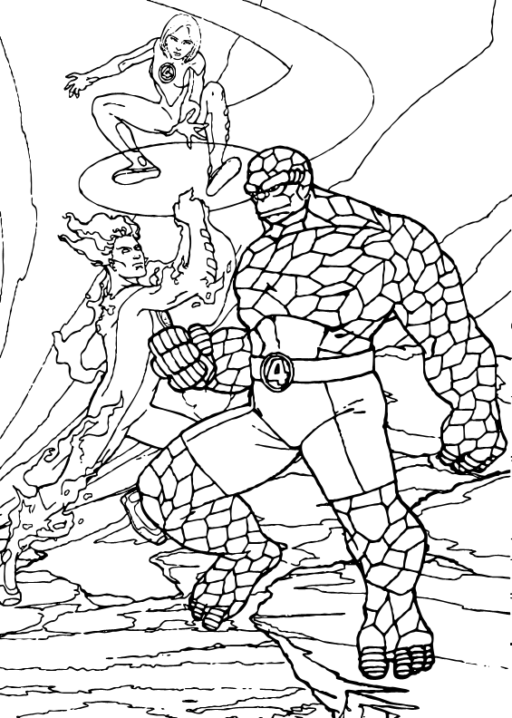 565x792 Invisible Woman, Human Torch And The Thing Coloring Pages