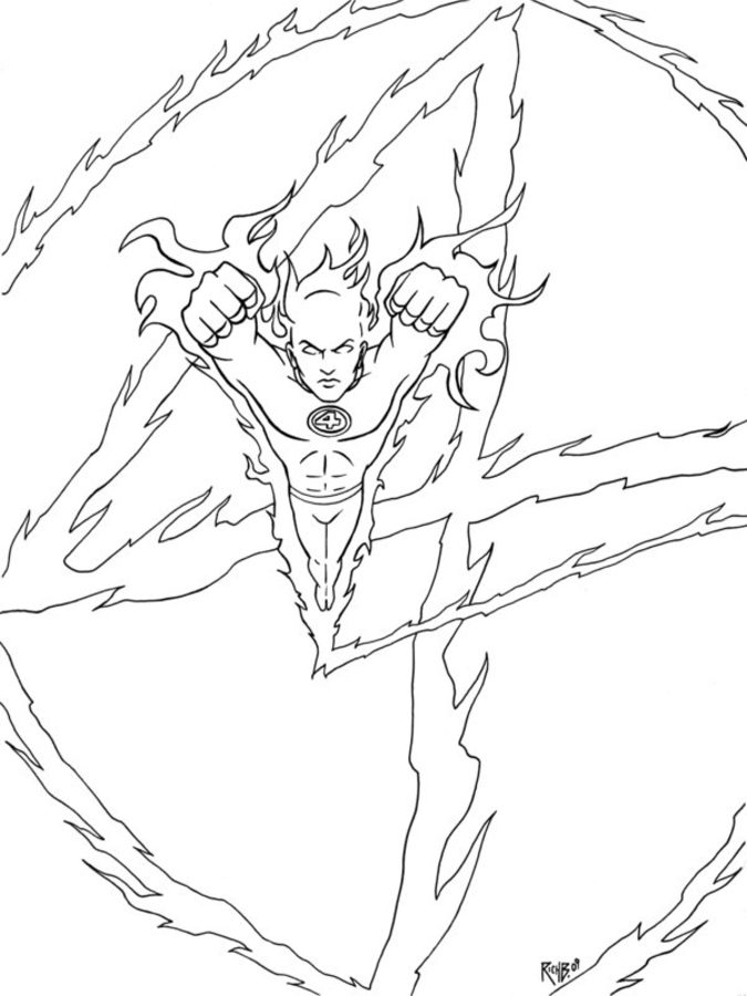 675x900 Coloring Pages Johnny Storm Human Torch, Printable For Kids