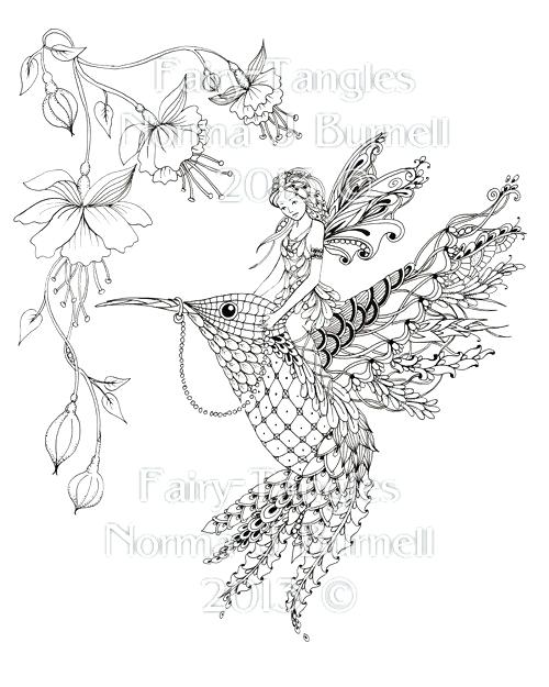 500x625 Coloring Pages Of Hummingbirds Magical Ride Fairy Tangles