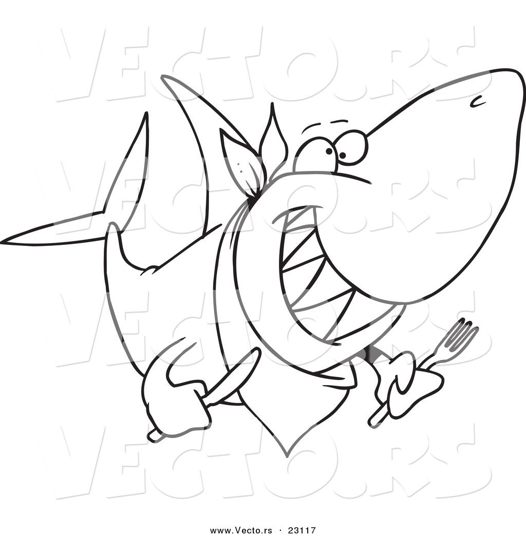 1024x1044 Vector Of A Cartoon Hungry Shark