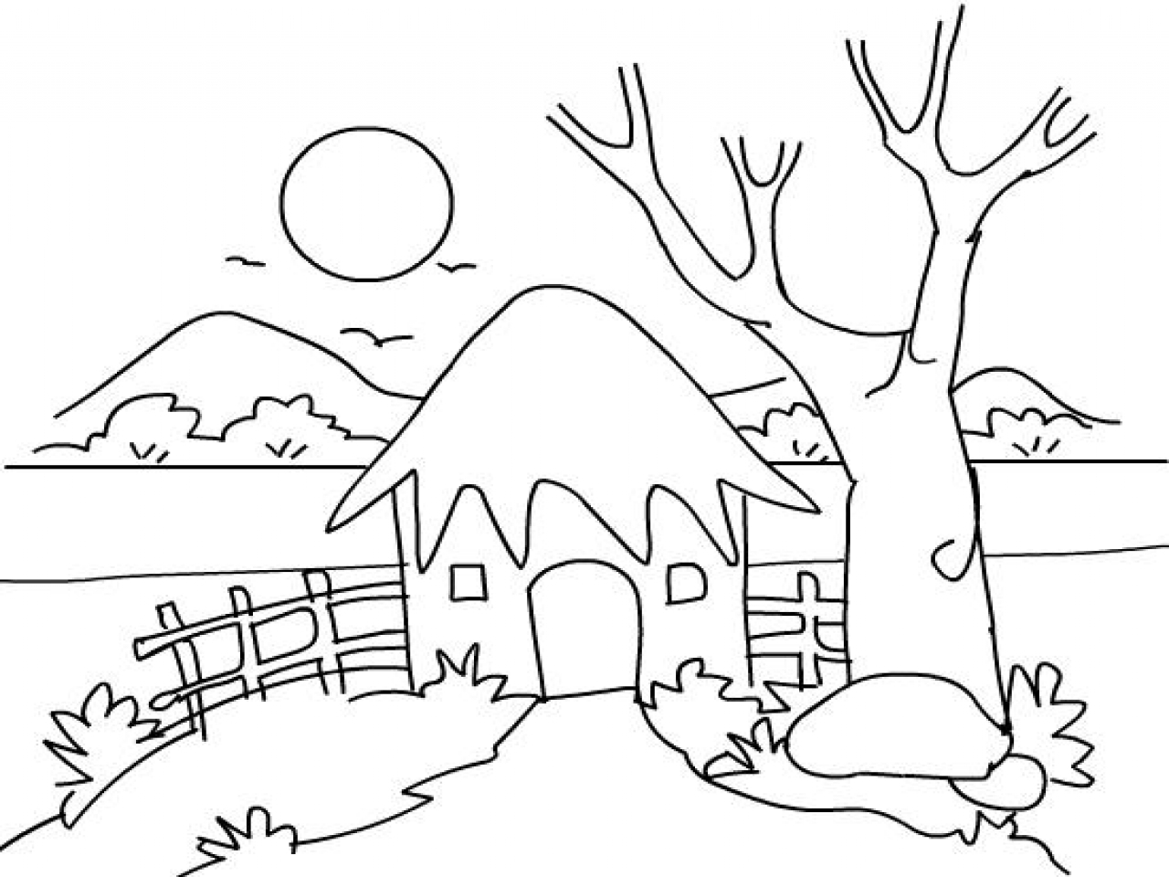 1280x960 Africa Coloring Book Houses Mud Hut Pages
