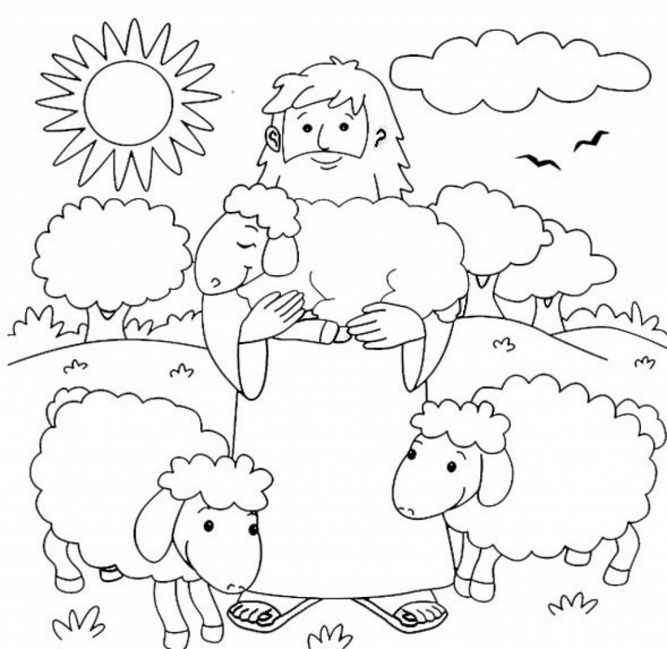974x947 Good Shepherd And Lost Sheep Parable Coloring Pages The Page