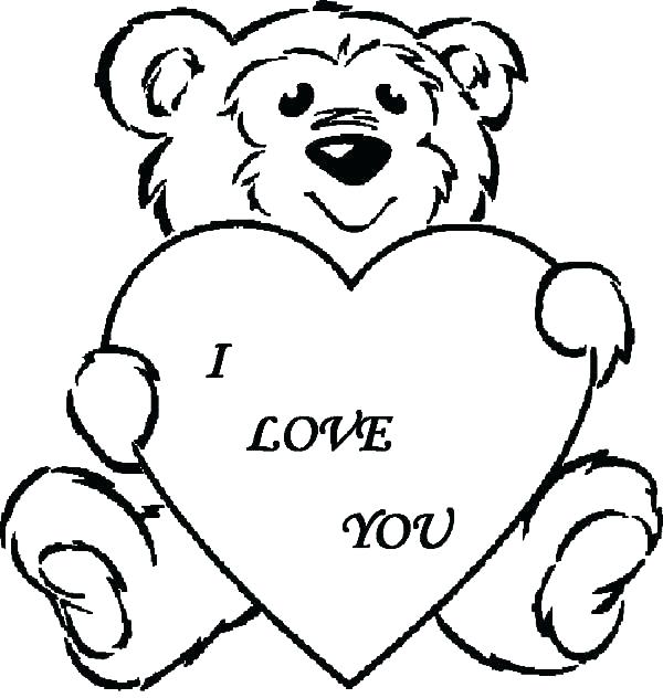 600x632 Bear With Heart Coloring Page I Love You Coloring Pages Together