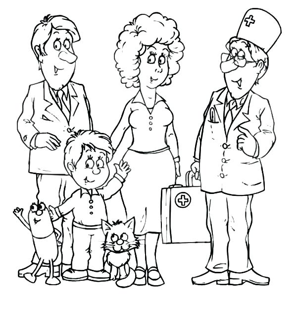 600x627 Family Coloring Pages Doctor Talking With A Joint Family Coloring