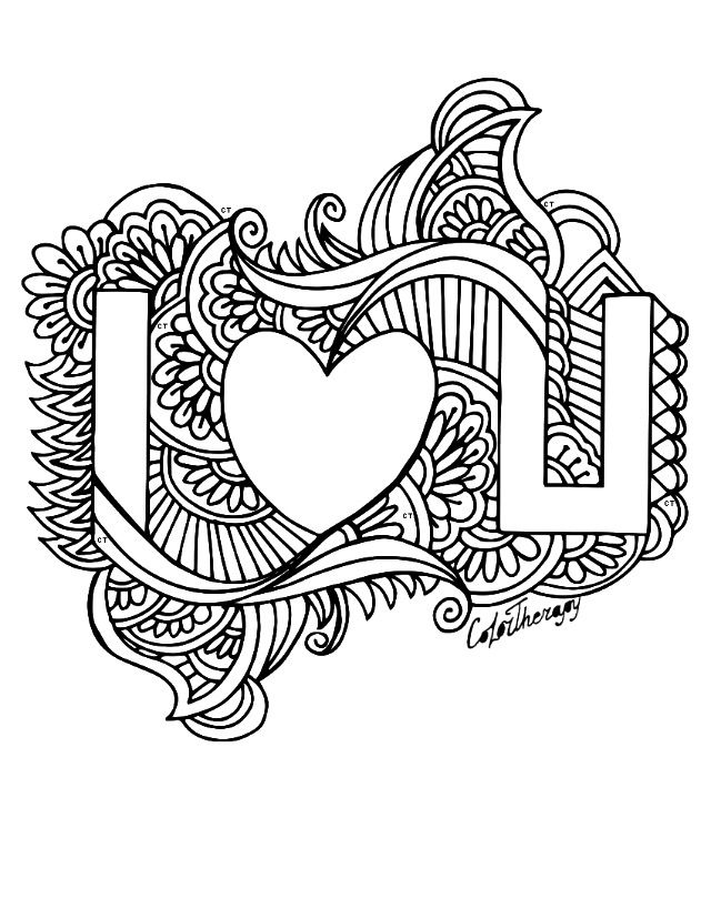 I Love You Coloring Pages for Adults