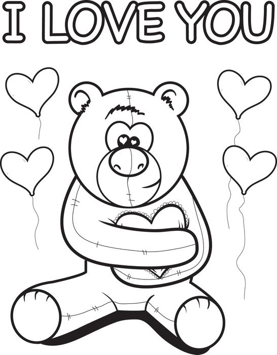 546x700 I Love You Teddy Bear Coloring
