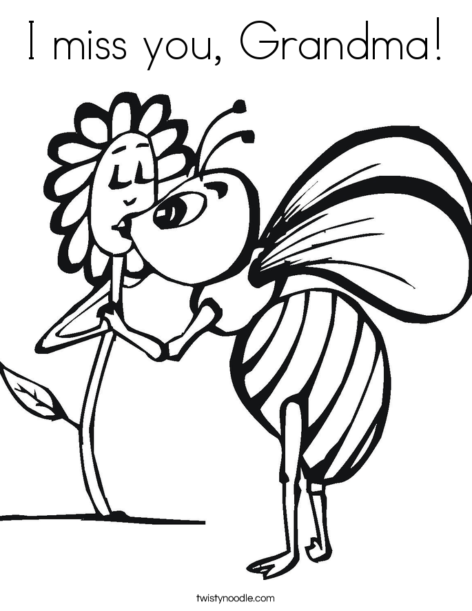 685x886 I Miss You, Grandma Coloring Page