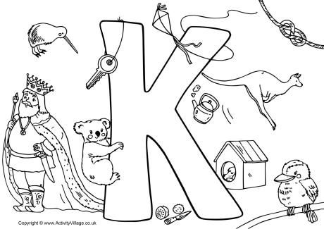 460x325 I Spy Alphabet Colouring Page K 460 Letter K Coloring Page