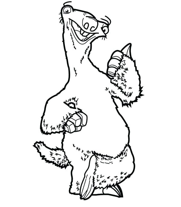 600x686 Sloth Coloring Pages The Ground Sloth Is Animals Of The Ice Age