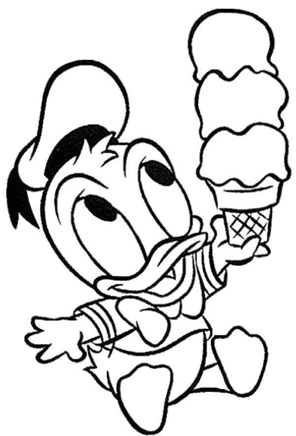 600x881 Baby Donald Duck Ice Cream Disney Coloring Page Disney