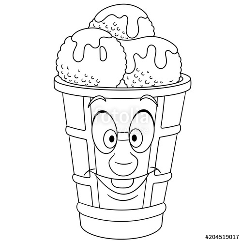 500x500 Coloring Book. Coloring Page. Colouring Picture. Ice Cream Scoop