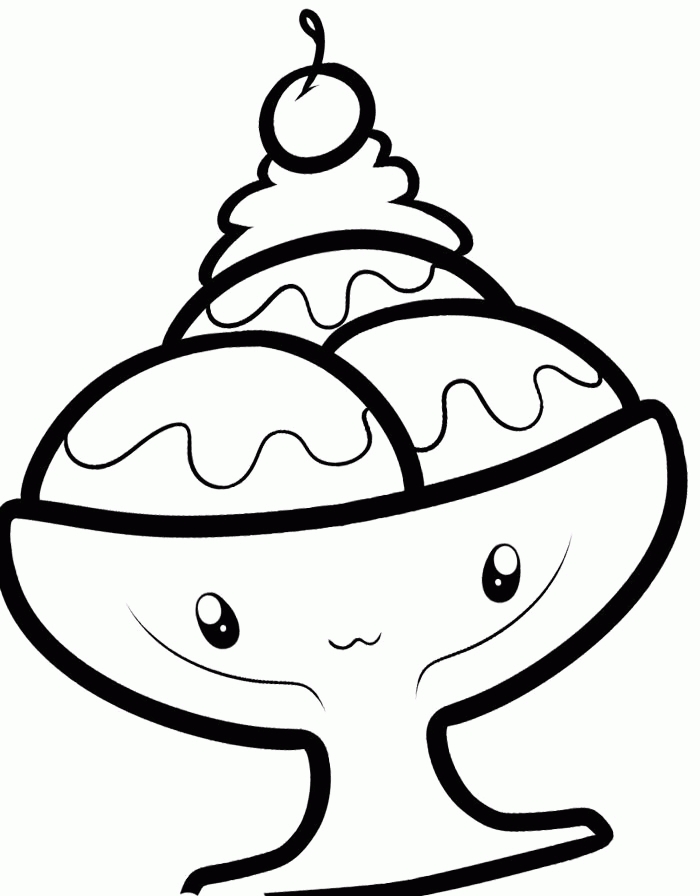 Ice Cream Sundae Coloring Page
