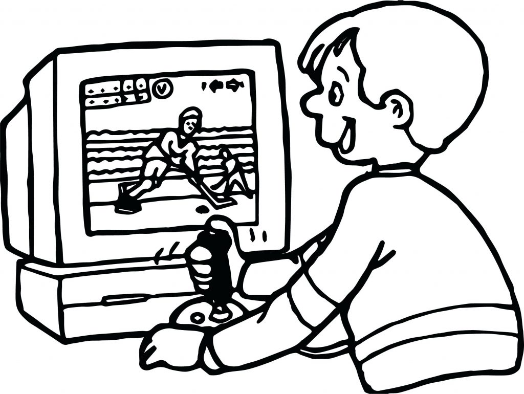 1024x770 Coloring Pages ~ Hockey Coloring Pages Boy Playing Computer Games