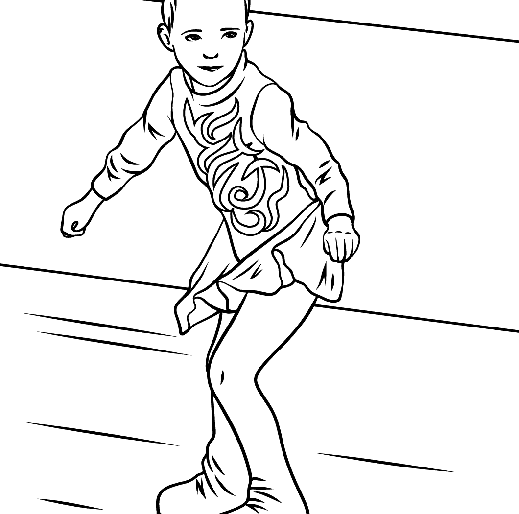 1060x1050 Hand Drawn Coloring Page Of Girl Ice Skating Stock Pages Figure