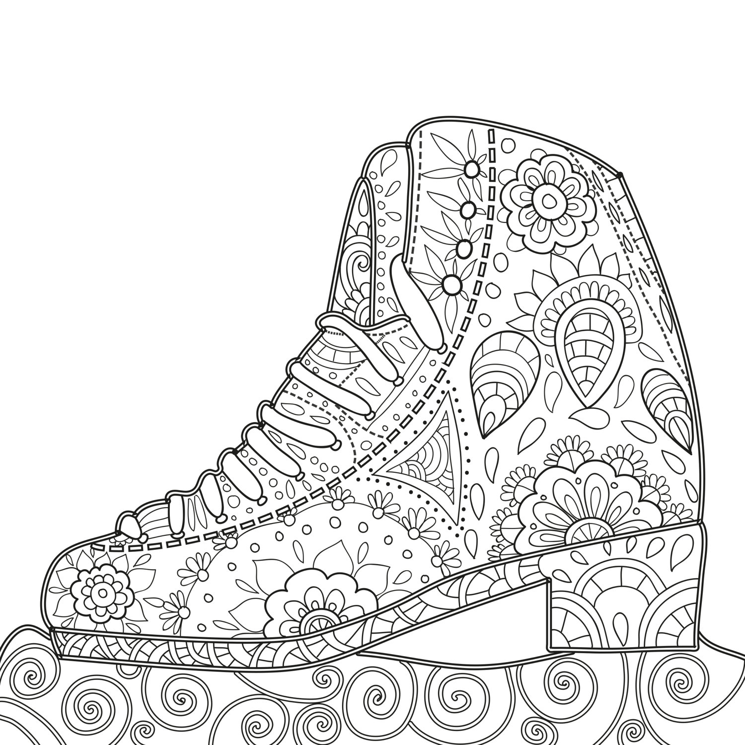 1500x1500 2 Printable Coloring Pages Zentangle Figure Skating Coloring