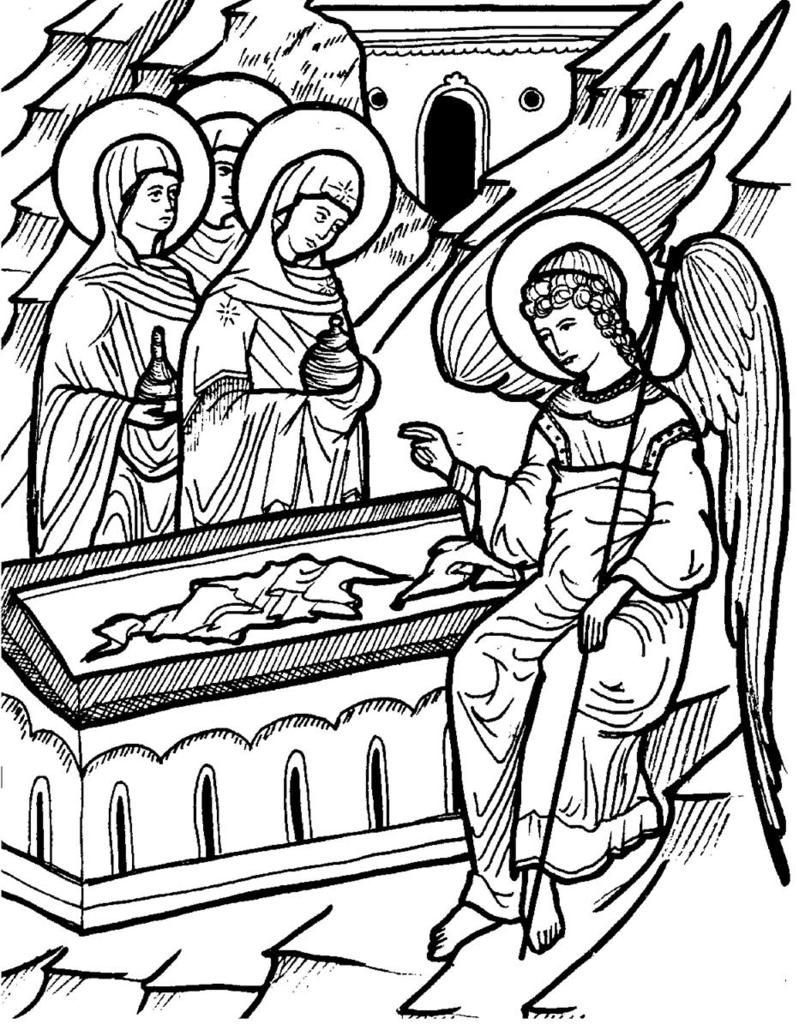 799x1024 Myrrhbearers Icon Coloring Page Sunday School Orthodox Style