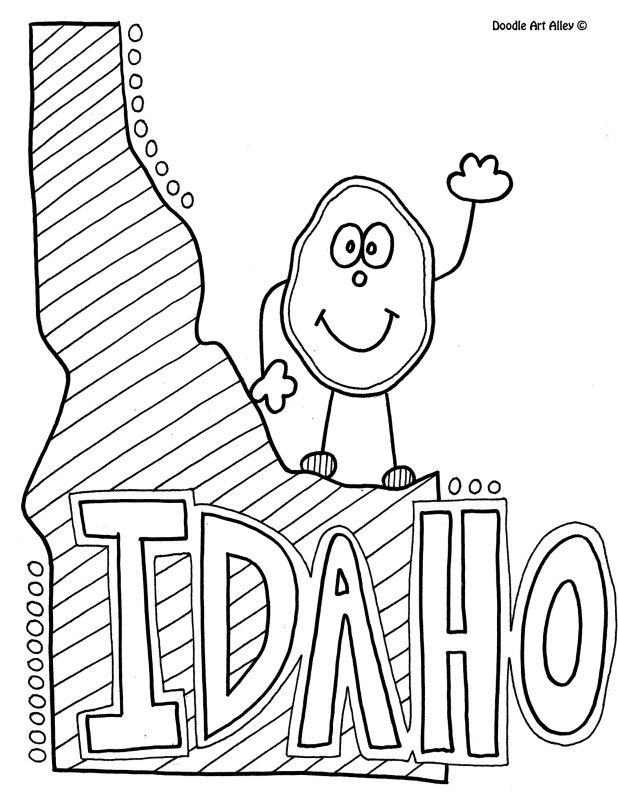 618x799 Idaho Coloring Page By Doodle Art Alley Usa Coloring Pages