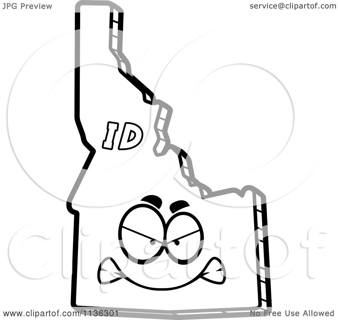 1080x1024 Cartoon Clipart Of An Outlined Mad Idaho State Character