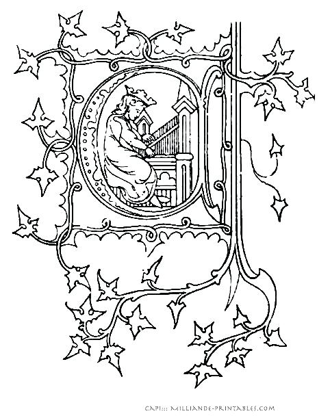482x611 Coloring Illuminated Letters Coloring Pages Manuscript Printable