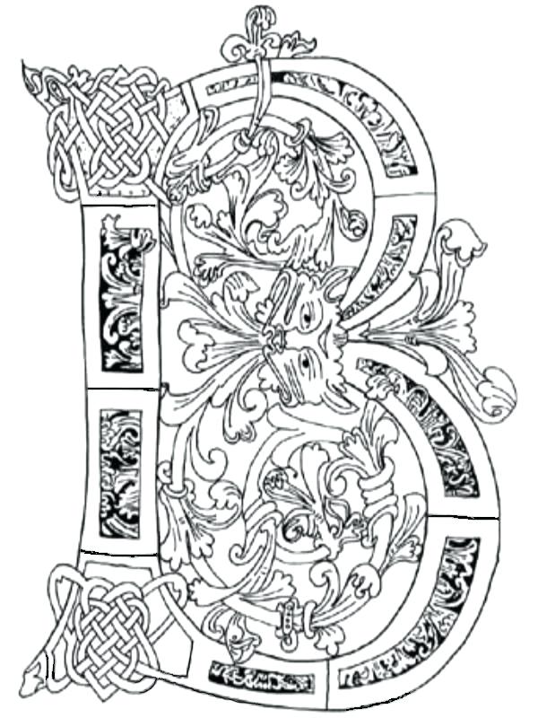 600x800 Illuminated Letters Coloring Pages Illuminated Alphabet Coloring