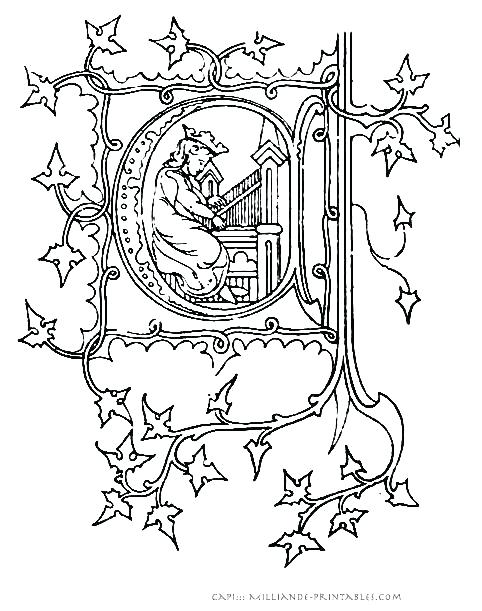 482x611 Illuminated Letters Coloring Pages