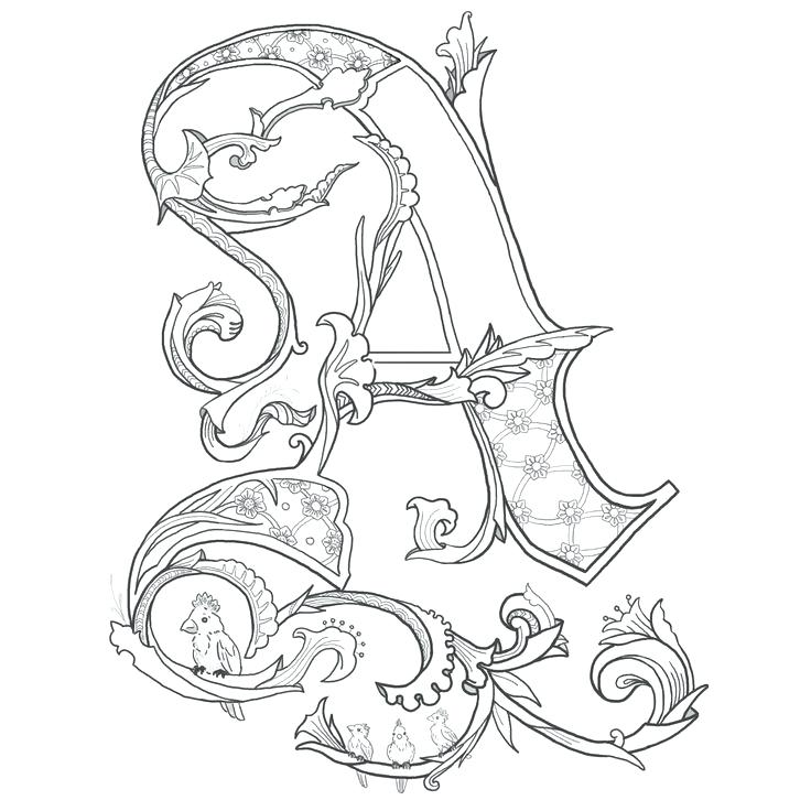 736x736 Good Illuminated Letters Coloring Pages For Printable Illuminated