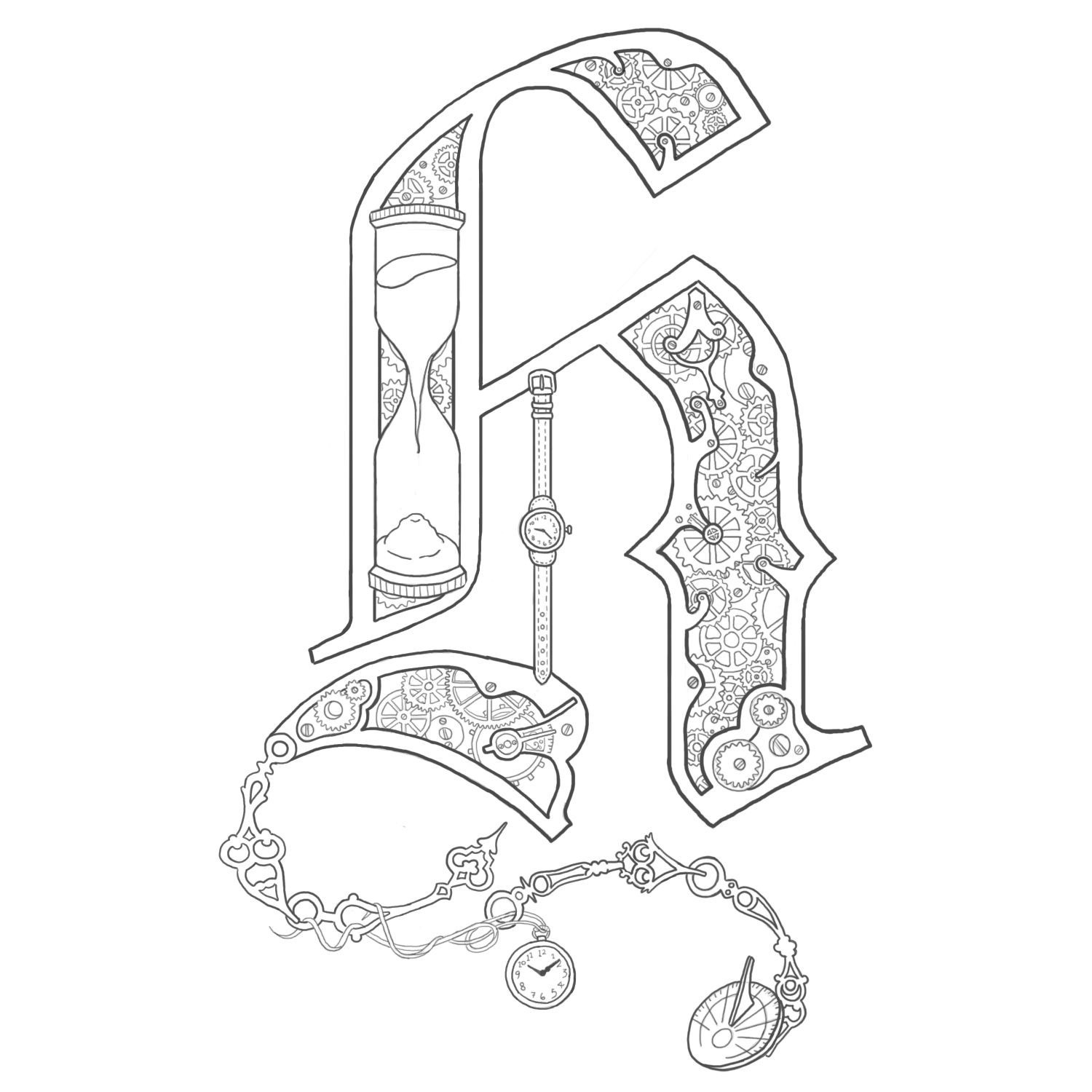 1500x1500 17 Illuminated Letters Coloring Pages