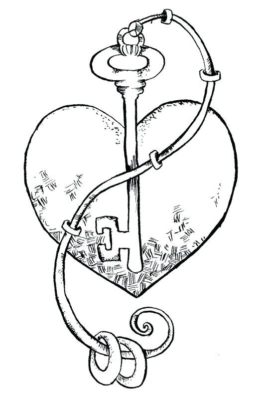 528x800 Heart And Key Coloring Pages