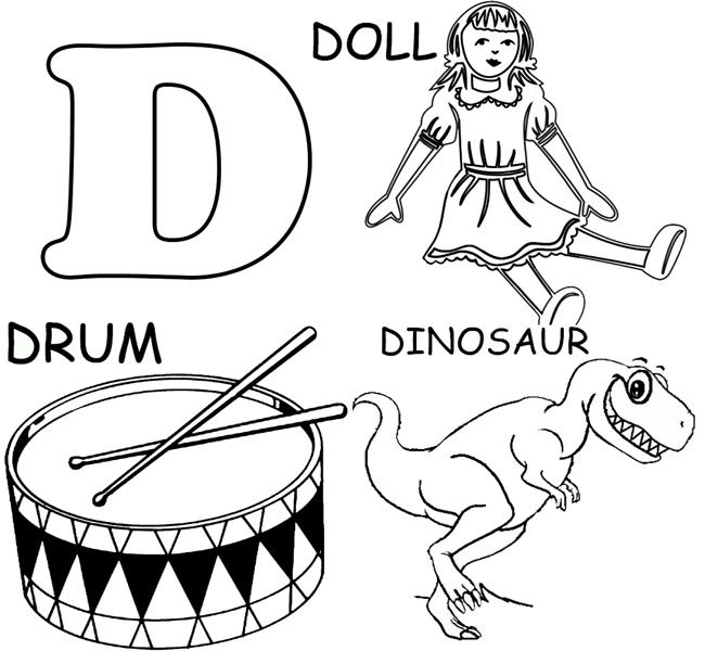 650x600 Things Starting With The Letter D Letter D Coloring Pages Free