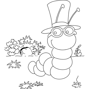 300x300 Smart Inchworm Coloring Page