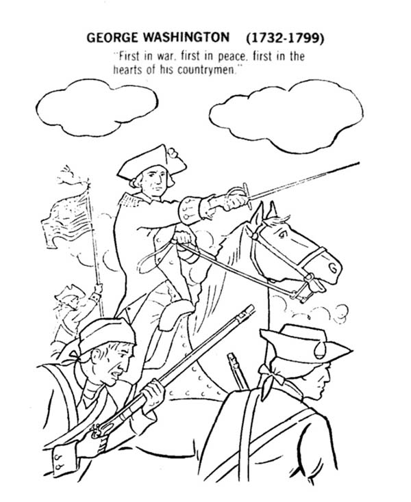 600x734 George Washington Lead Usa For Independence Day Event Coloring