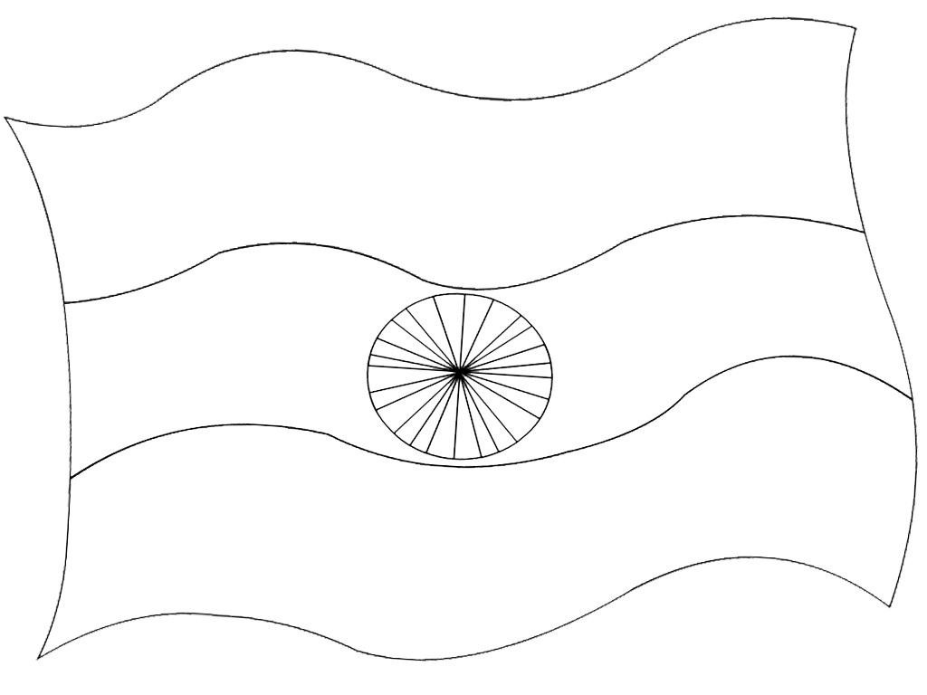 1024x768 Monumental Indian Flag Outline Coloring Page 12109