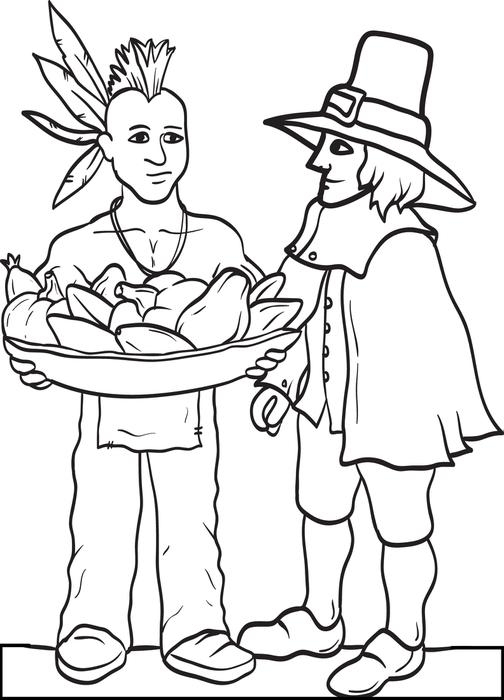 504x700 Pilgrim Coloring Pages Free Printable Pilgrim And Indian Coloring