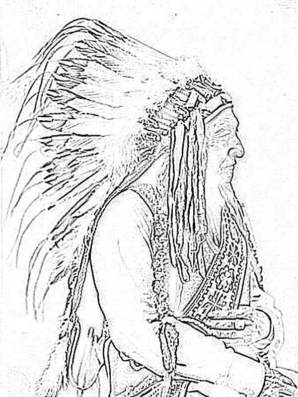 600x799 Animal Coloring Pages For Adults American Indian Chief
