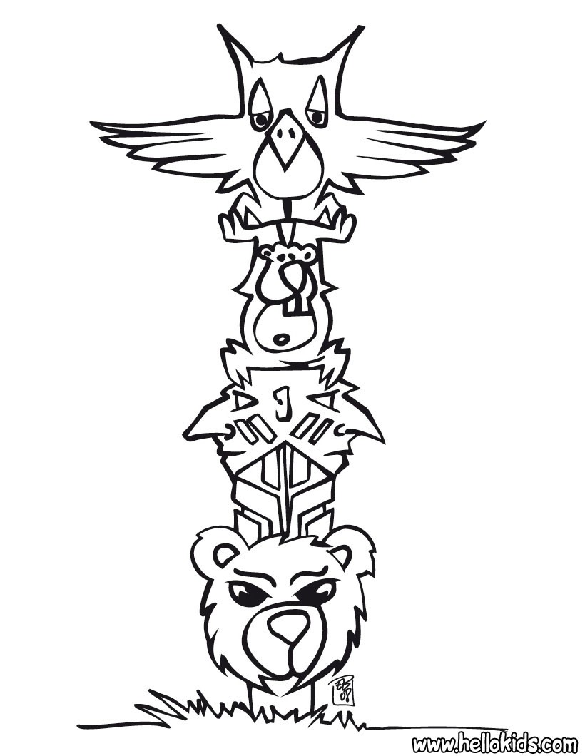 820x1060 Indian Totem Coloring Pages