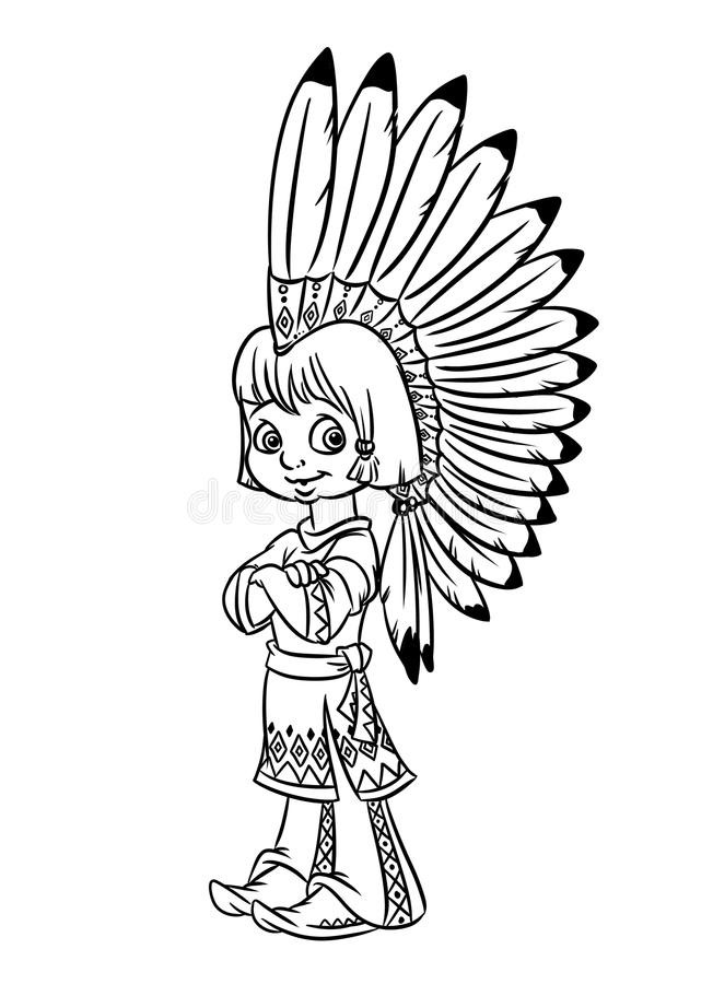 652x900 Coloring Page Of Indian Boy Chief Illustration Pages Stock