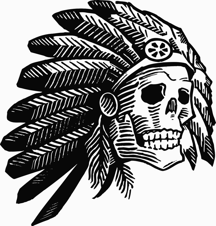706x741 American Indian Headdress Chief Skull Face Printable Image