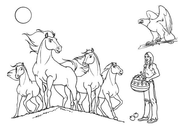 600x424 Indian Horses Coloring Page