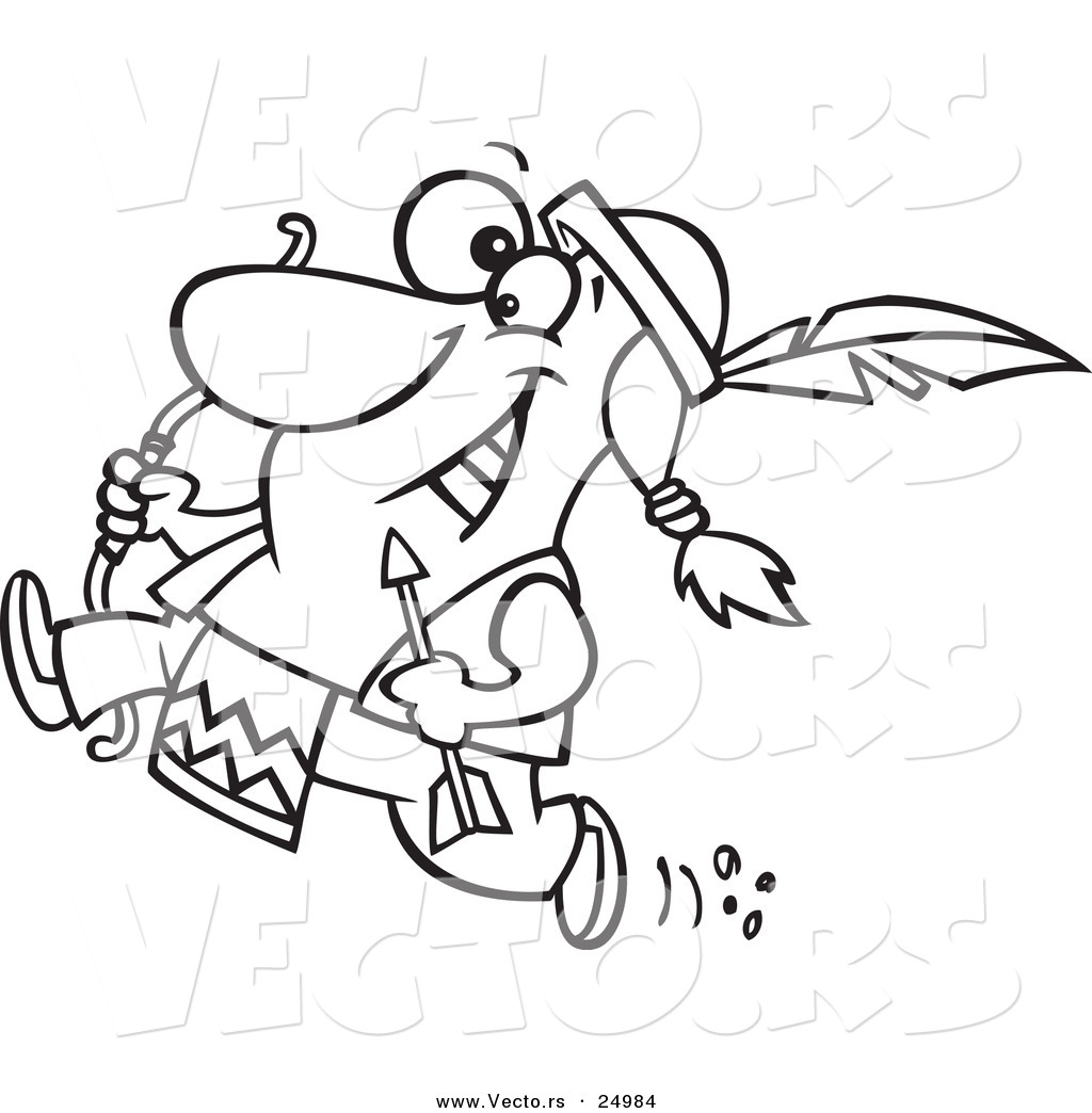 1024x1044 Vector Of A Cartoon Native American Indian Archer Warrior Brave