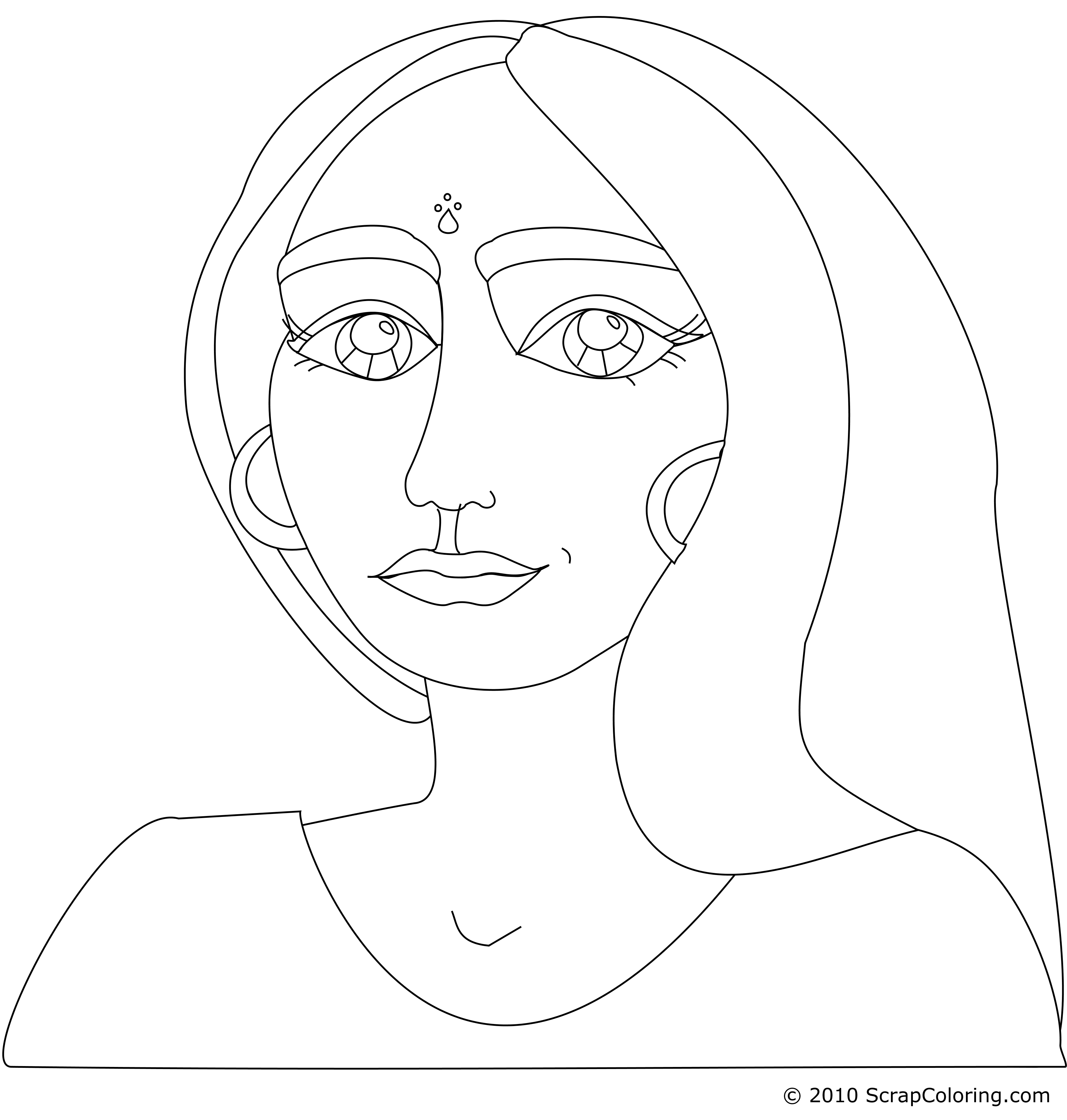 3600x3780 Fresh Young Indian Woman Coloring Page