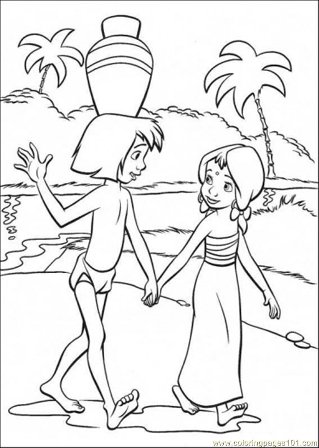 650x912 Mowgli With Indiana Girl Coloring Page
