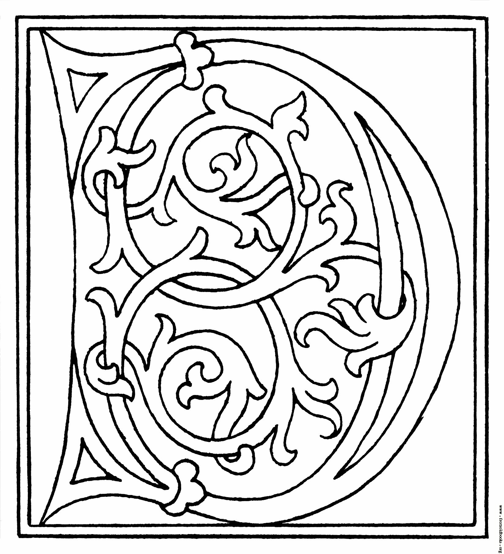 1647x1812 Medieval Alphabet Coloring Pages Initial D Colouring Illuminated