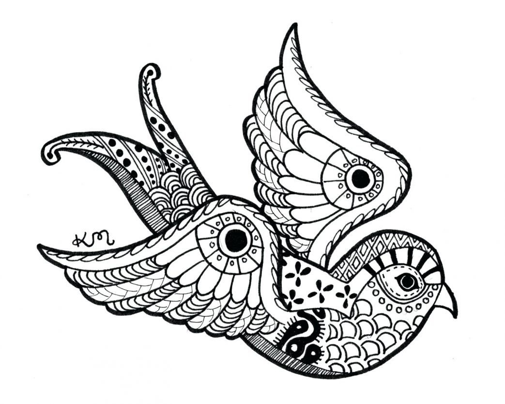 1043x834 Aztec Mandala Coloring Pages Swallow Ink Drawing Print Abstract