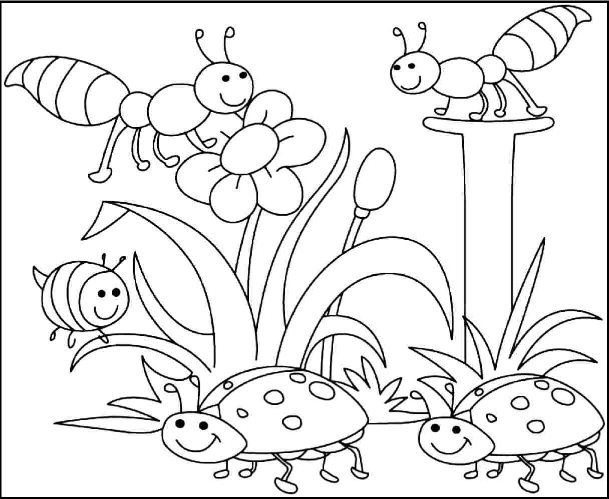 1216x997 Insects Pleased With Spring Day Coloring Picture For Kids Spring