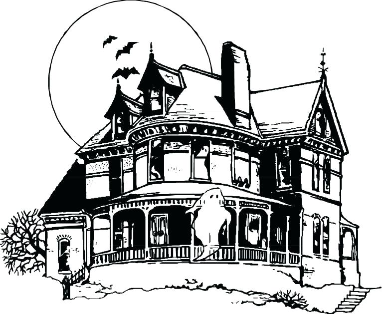 766x629 Haunted House Coloring Page Haunted House Printable Kids Coloring