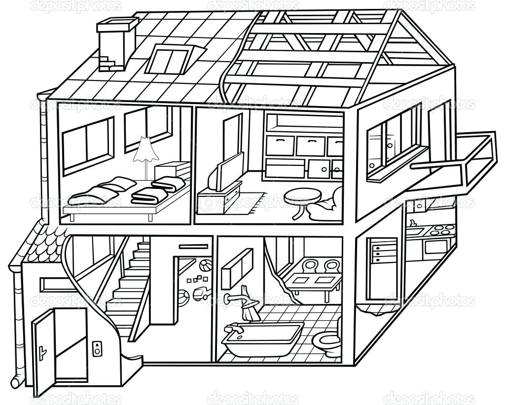 1024x821 Coloring Pages Online Disney Drawing Inside The House Modern Cute