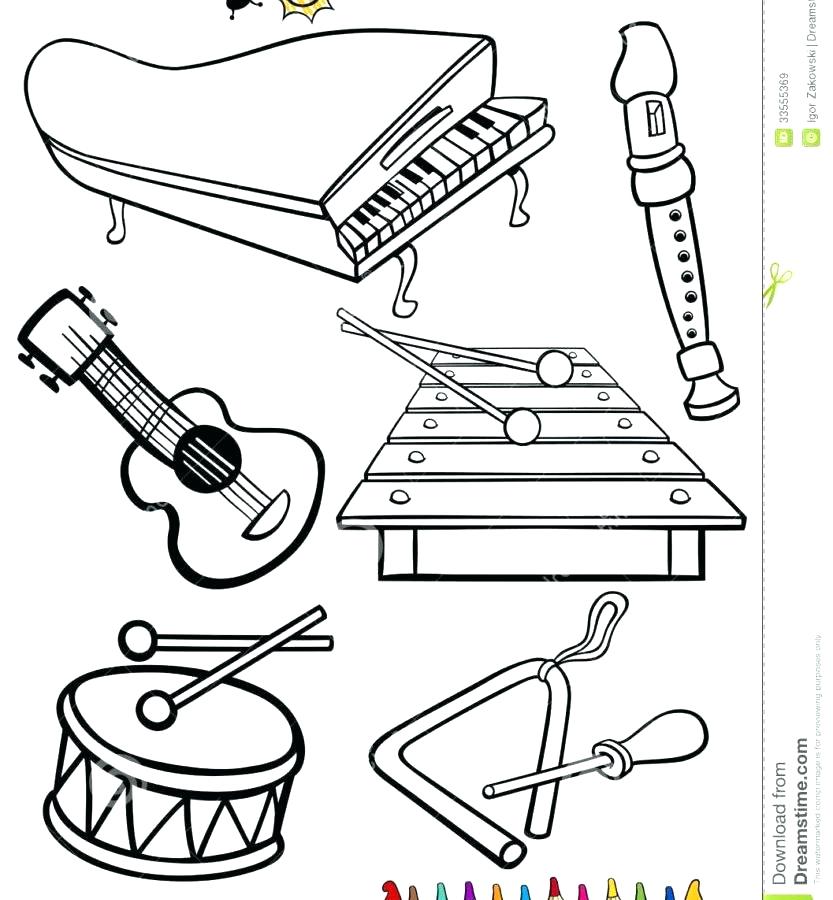 833x900 Musical Instruments Coloring Pages